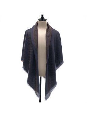 Gucci All Over Jacquard GG Logo Fringe Large Shawl Purple Brown